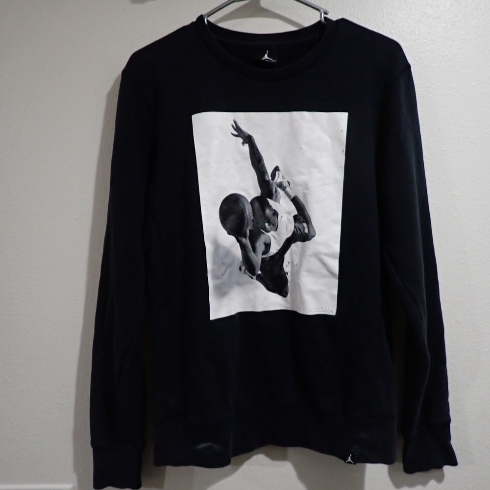 Jordan Mens Black Michael Jordan Photo Graphic Crewneck Sweatshirt Size Small
